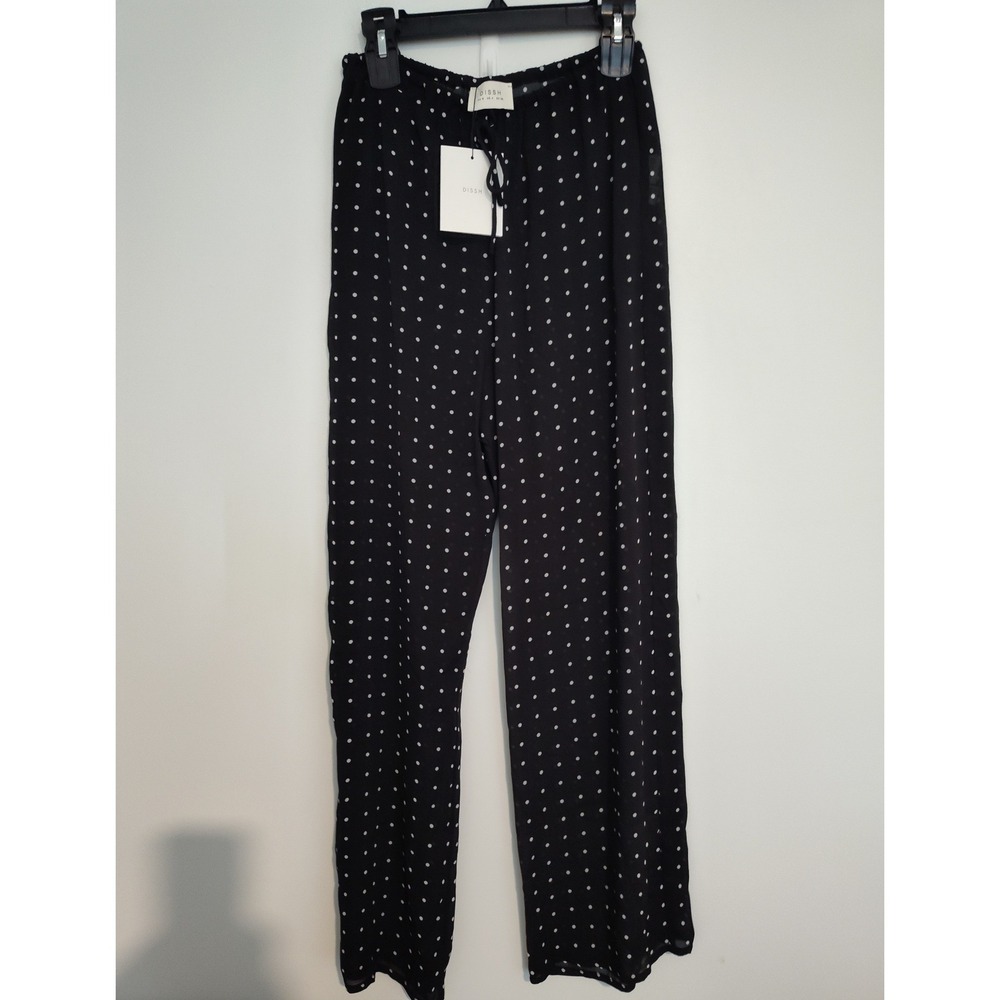 DISSH Vanessa Black Polka Dot Wide Leg GGT Pant US 4 NEW